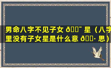 男命八字不见子女 🐯 星（八字里没有子女星是什么意 🕷 思）